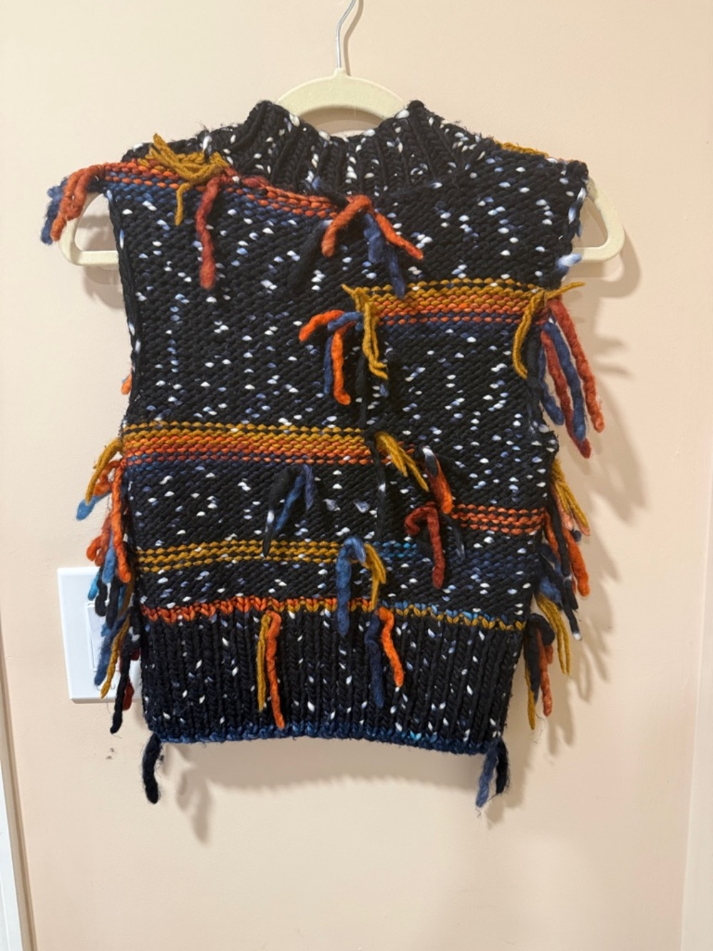 Sea New York Black Knit Fringe Sweater Vest with Multicolor Stripes - Picture 3 of 3